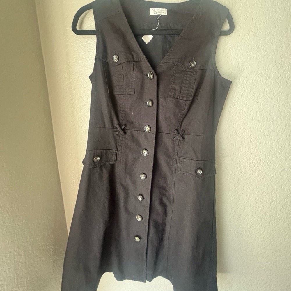 Christopher & Banks Women's Black‎ Linen Dress Size 8